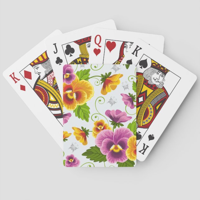 Lebendige Stiefmütterchen-Blüten Spielkarten (Rückseite)
