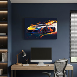 Lebendige Supersportwagen-Rennsport-Digitalflammen Leinwanddruck