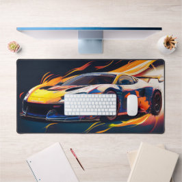 Lebendige Supersportwagen-Rennsport-Digitalflammen Schreibtischunterlage