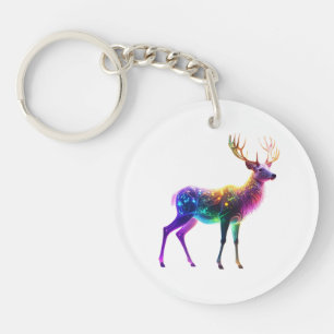 Lebendige Süße Leuchtende Neonhirsch-Kunst Schlüsselanhänger