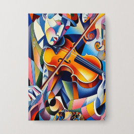 Lebendige Symphonie: Abstrakte Violinisten-Kunst Button