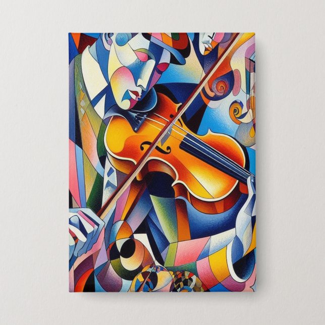 Lebendige Symphonie: Abstrakte Violinisten-Kunst Button (Vorderseite)