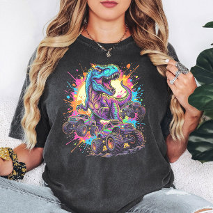 Lebendige T-Rex-Monstertruck-Splatter-Art T-Shirt