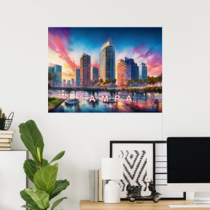 Lebendige Tampa Florida Farbige abstrakte Kunst Poster