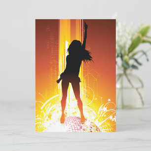 Lebendige Tanzflächen-Silhouette Pop-Art Einladung