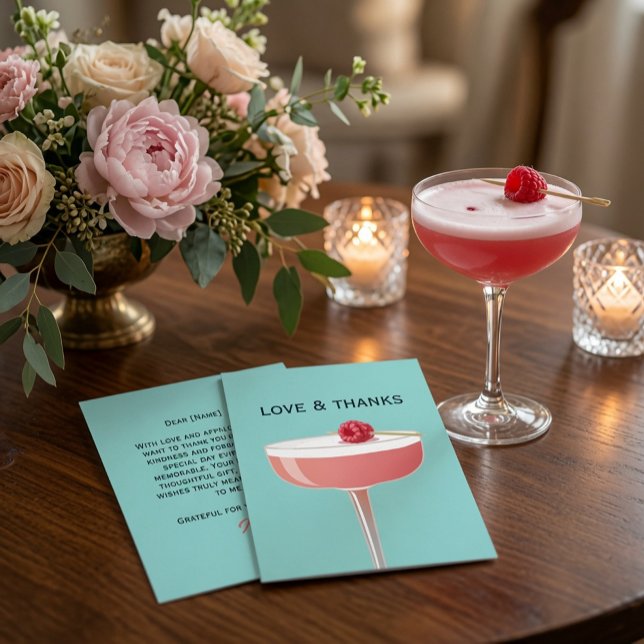 Lebendige Teal-Raspberry-Cocktail-Liebe und Dank  Dankeskarte (Von Creator hochgeladen)
