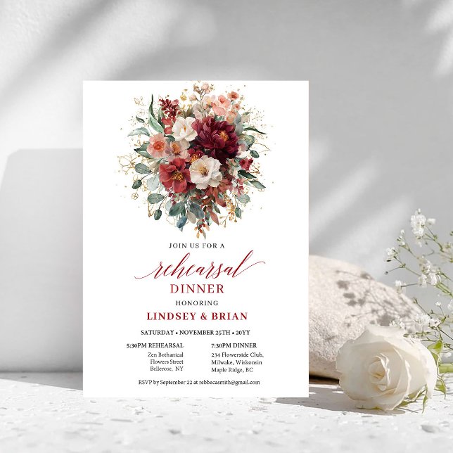 Lebendige Terrakotta-Boho-Probe-Dinner-Einladungen Einladung (Vibrant Terracotta Boho Rehearsal Dinner Invitation

)