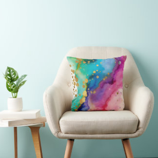 Lebendige Tinten-Geode mit falschem Gold-Spritzer Kissen