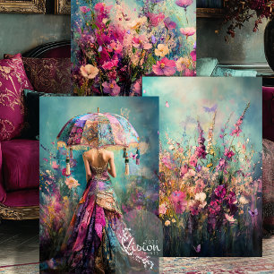 Lebendige Träume Boho-Kleid Wilde Wiesenblumen Flo Geschenkpapier Set