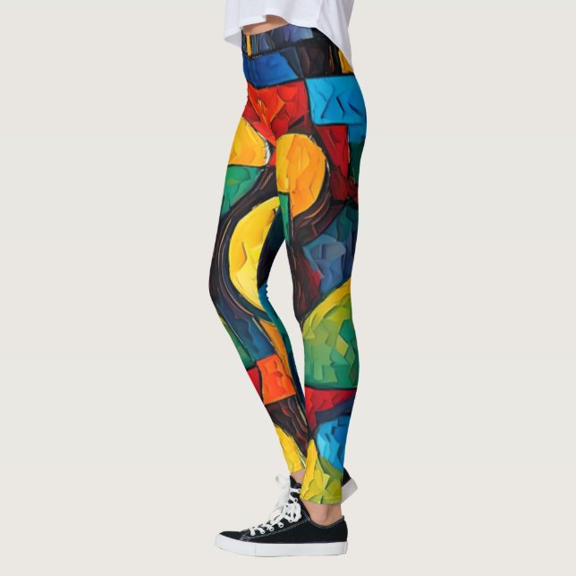Lebendige Traumgeometrie – Kühne moderne abstrakte Leggings (Links)