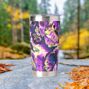 Lebendige Trippy Boho Hippie Fraktal Marmor Kunst Thermobecher