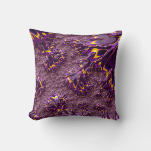 Lebendige Trippy Lila Gelbe Groovy Fraktal Kunst Kissen