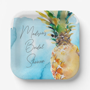 Lebendige tropische Ananas-Brautabschiedsparty Pappteller