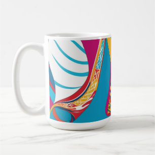 Lebendige tropische Batik-Fusion-Abstrakte Blätter Kaffeetasse
