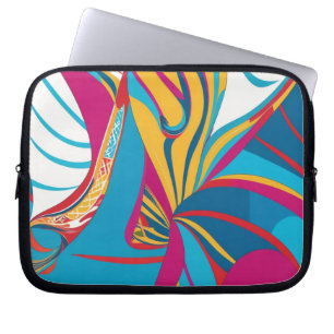 Lebendige tropische Batik-Fusion-Abstrakte Blätter Laptopschutzhülle