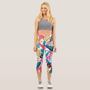 Lebendige tropische Blätter und exotische Botanik Capri Leggings
