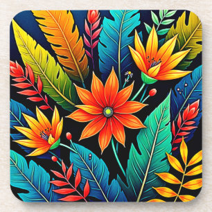 Lebendige tropische Blumenkunst Getränkeuntersetzer