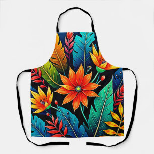 Lebendige tropische Blumenkunst Schürze