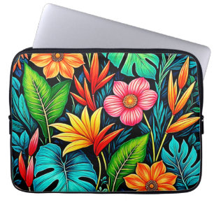 Lebendige tropische Dschungelblüten-Kunst Laptopschutzhülle