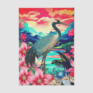 Lebendige tropische florale japanische Kranich-Dec Seidenpapier