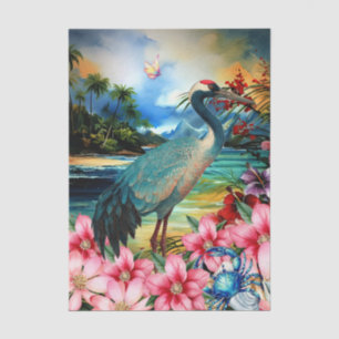 Lebendige tropische florale japanische Kranich-Dek Seidenpapier