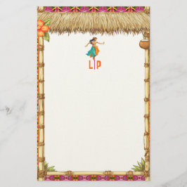 Lebendige tropische hawaiianische Tiki-Luau-Bambus Briefpapier
