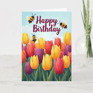 Lebendige Tulpen-Geburtstagskarte Karte