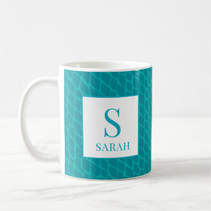 Lebendige Türkis-Schuppen-Meerjungfrau-Monogramm-N Kaffeetasse