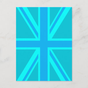 Lebendige türkisfarbene britische Flagge Postkarte