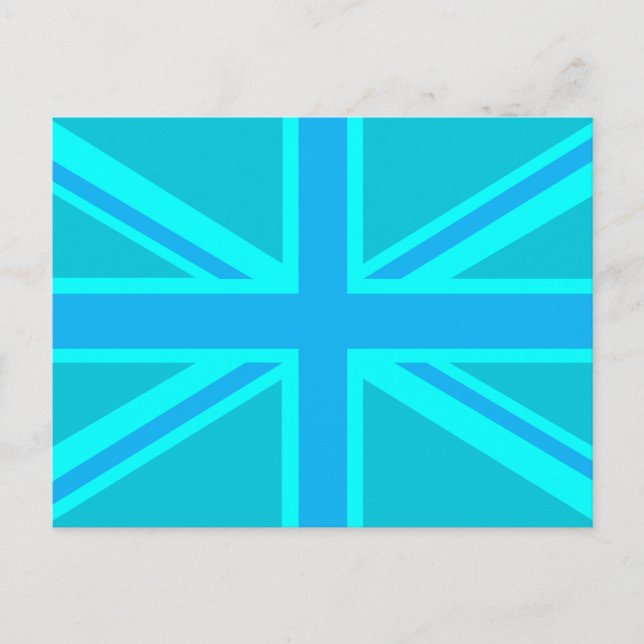 Lebendige türkisfarbene britische Flagge Postkarte (Vorderseite)
