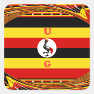 Lebendige Uganda-Flagge - Inspirierte Kunst Quadratischer Aufkleber