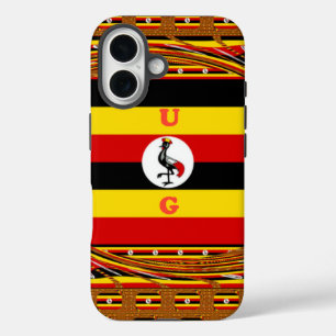 Lebendige Uganda-Flaggen-inspirierte Kunst iPhone 16 Hülle
