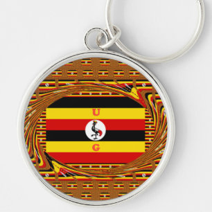 Lebendige Uganda-Flaggen-inspirierte Kunst Schlüsselanhänger