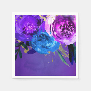 Lebendige Ultra-Violette Purpurfarbene Blumen-Fant Serviette