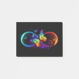 Lebendige Unendlichkeit mit Regenbogen-Schmetterli Post-it Klebezettel