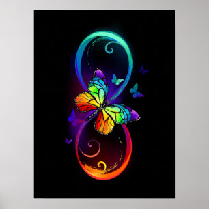 Lebendige Unendlichkeit mit Regenbogen-Schmetterli Poster