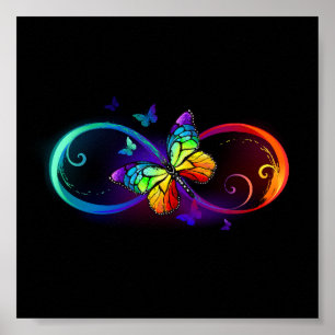 Lebendige Unendlichkeit mit Regenbogen-Schmetterli Poster