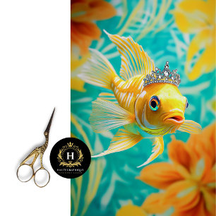 Lebendige Vintage-Blumen-Fisch-Dekupage Seidenpapier