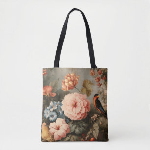 Lebendige Vintage-Blumen- und Vogel-Szene