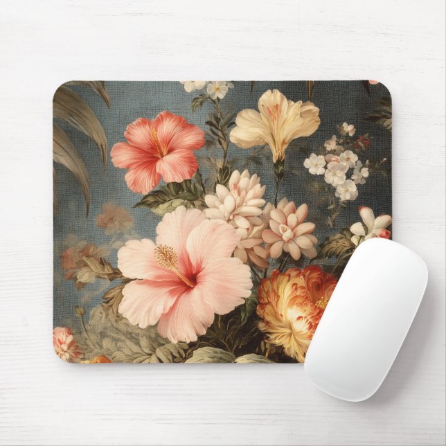 Lebendige Vintage-Blumenanordnung Mousepad (Mit Mouse)