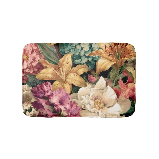 Lebendige Vintage-Blumenarrangement Badematte (Vorderseite)