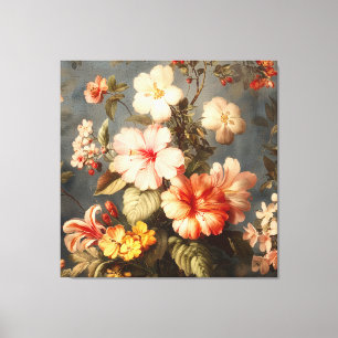Lebendige Vintage-Blumenarrangement Leinwanddruck