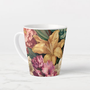 Lebendige Vintage-Blumenarrangement Milchtasse