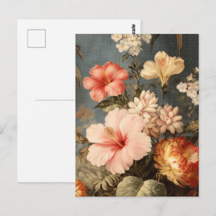 Lebendige Vintage-Blumenarrangement Postkarte