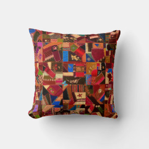 Lebendige Vintage-Crazy-Quilt Kissen