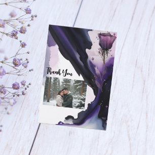 Lebendige Violette Rose Hochzeit Danke Karte