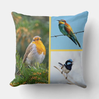 Lebendige Vogelcollage Dekorativer Wurfkissen Kissen