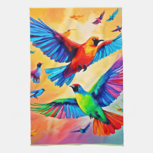 Lebendige Vogelmalerei Kunst Geschirrtuch