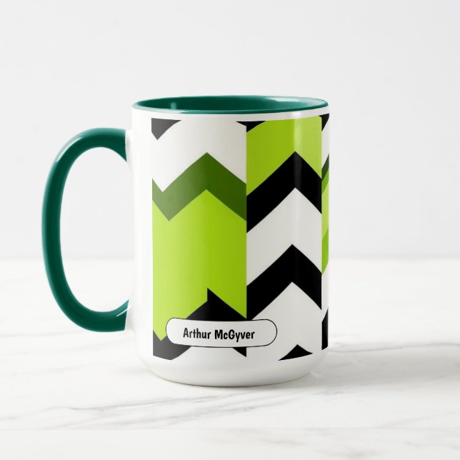 Lebendige Wasabi-Chevron-Moderne Textur Tasse (Links)