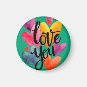 Lebendige Wasserfarbe Liebe: Handgeschriebene "Lie Magnet